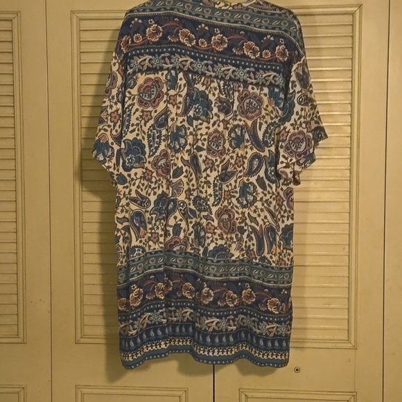 Spell Marmont Flutter Tunic Dress in Blue and Cream - Picture 3 of 3